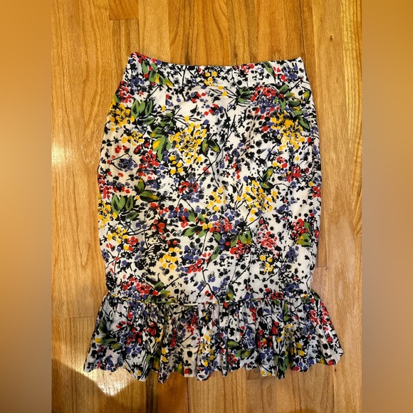 Edme & Esyllte cream black and primary color led floral cinched pencil skirt - Picture 3 of 5